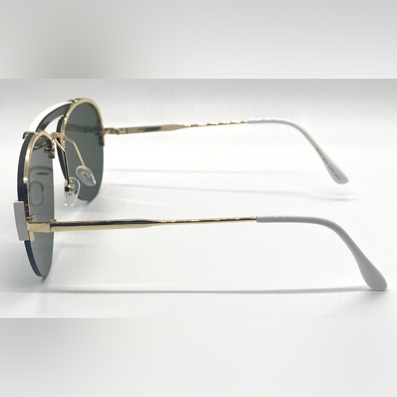 White/Gold Metal Frame Dark Lens Sunglasses Outdoor Coastal Beach Classic Boho - Picture 5 of 15